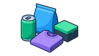 Catalog grid of retail goods and ingredients
