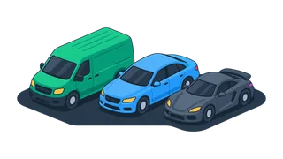 Showroom lineup of vehicles